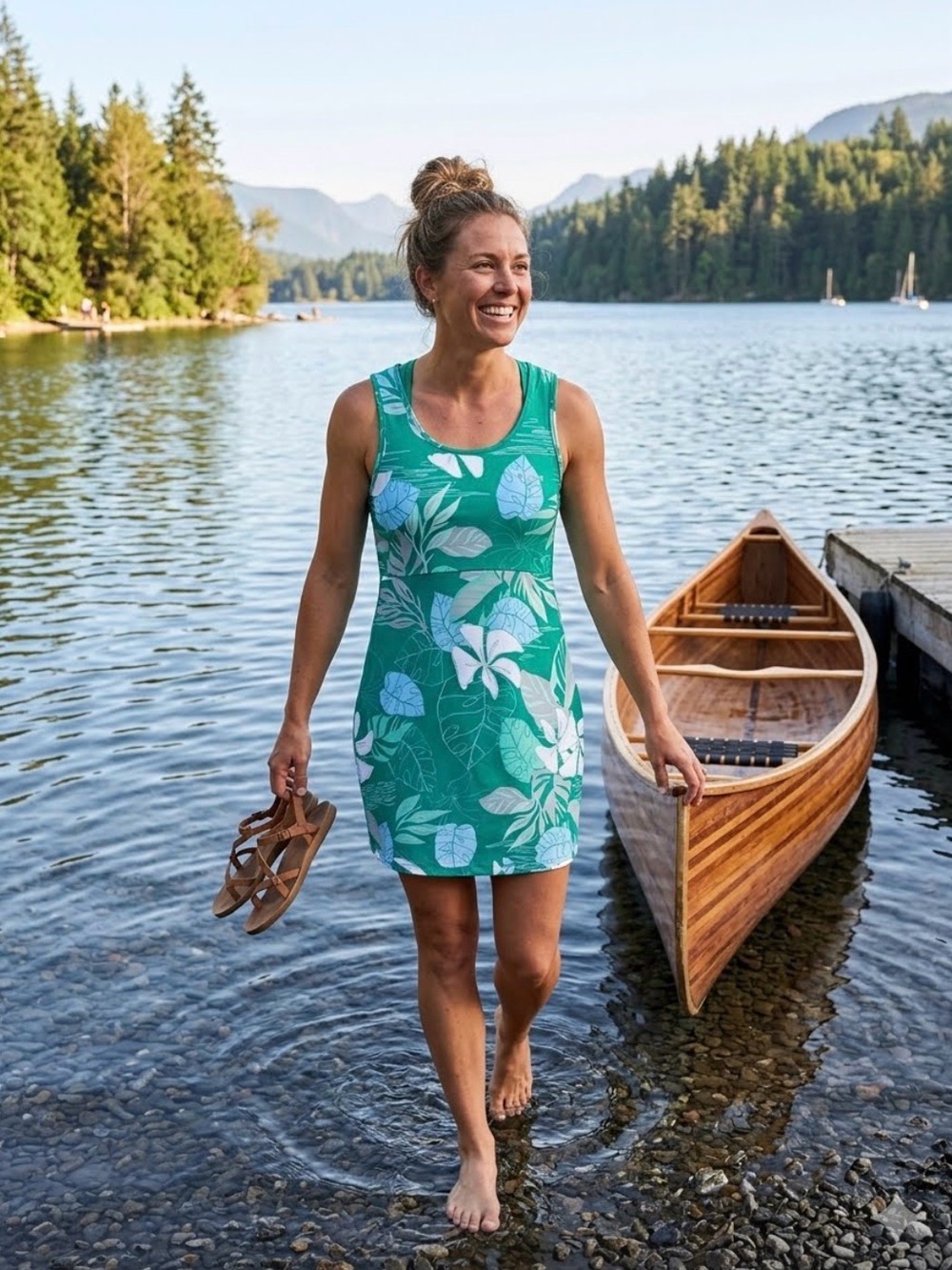 Columbia PFG Freezer Green Tropical Print Women’s Small Dress